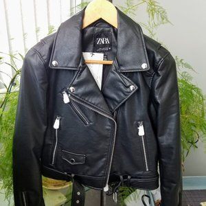 NWOT Zara Faux Leather Biker Jacket Women's M